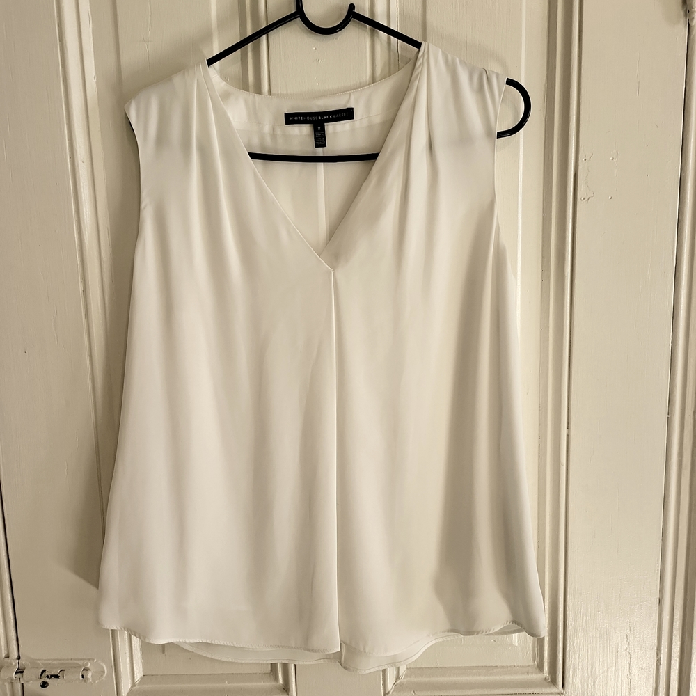 White House Black Market White Drapey Layered Tank Blouse
